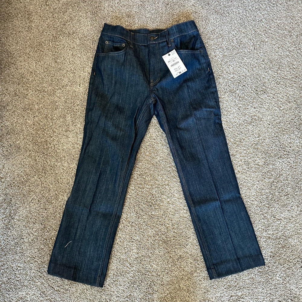 Zara Women’s Dark Blue Cropped Bootcut Jeans